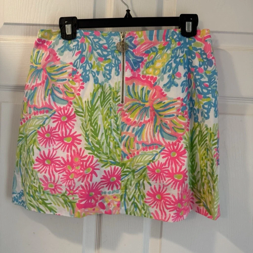Lilly Pulitzer Marigold Skort Skirt Sunken Treasure Women's size 4 Zipper Charm - Picture 2 of 8
